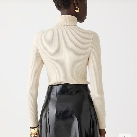 J Crew TENCEL™ lyocell-blend ribbed turtleneck sweater Festive Green S NWT BJ603 - Picture 10 of 12